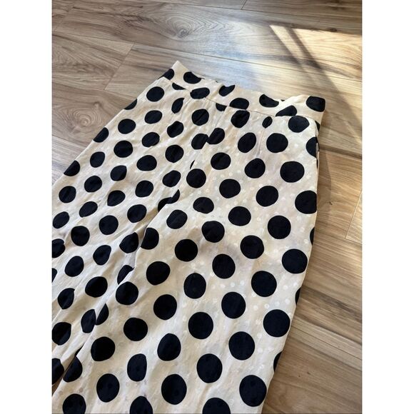 Zara High Waist Wide Leg Satin Polka Dot Cropped Pants Size M - Picture 11 of 12